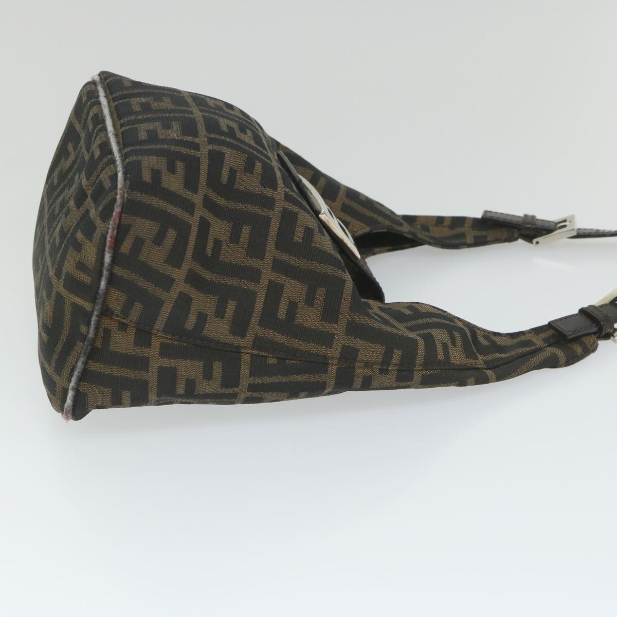 FENDI Zucca Canvas Mamma Baguette Shoulder Bag Black Brown bs9333