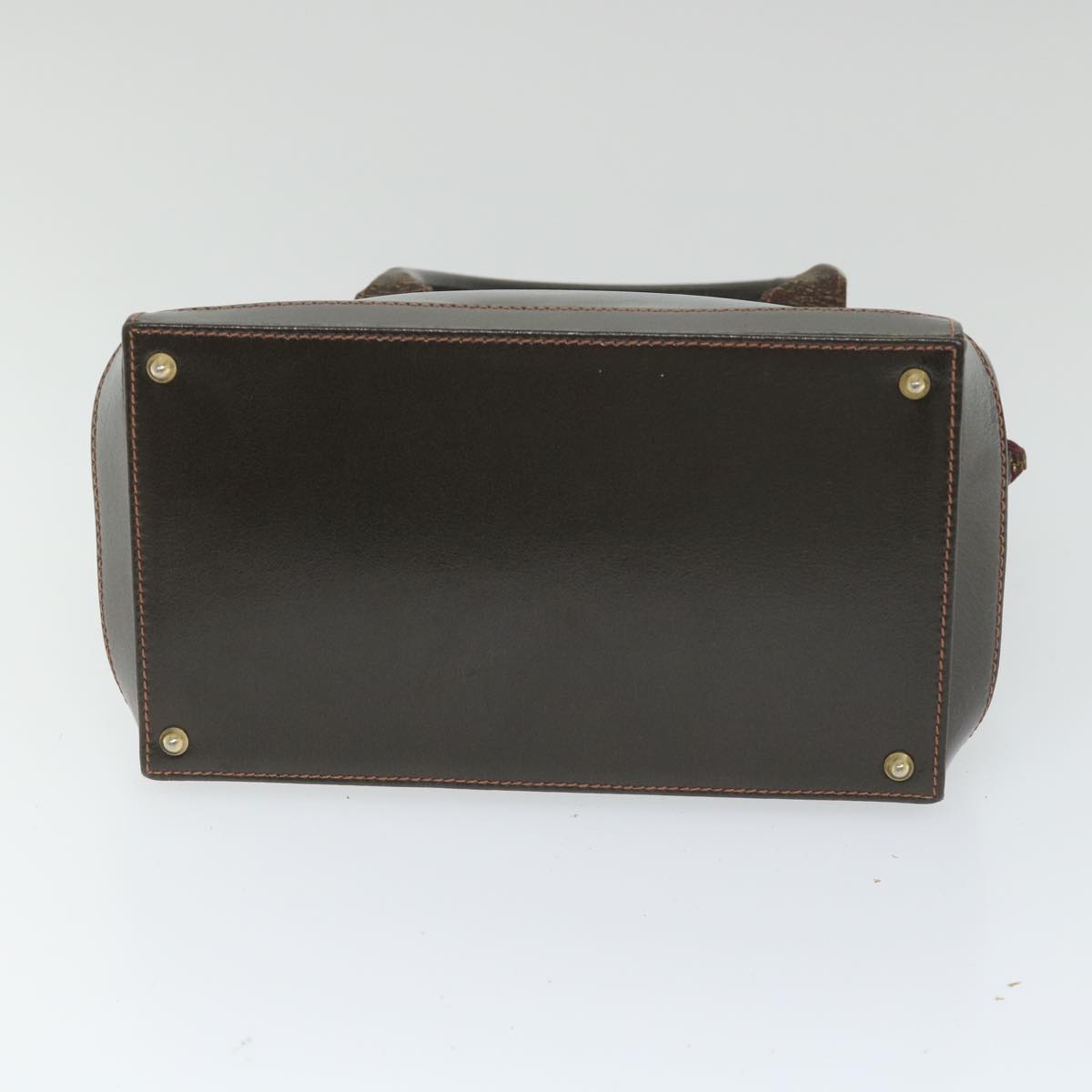 FENDI Hand Bag Leather 2way Brown bs9432