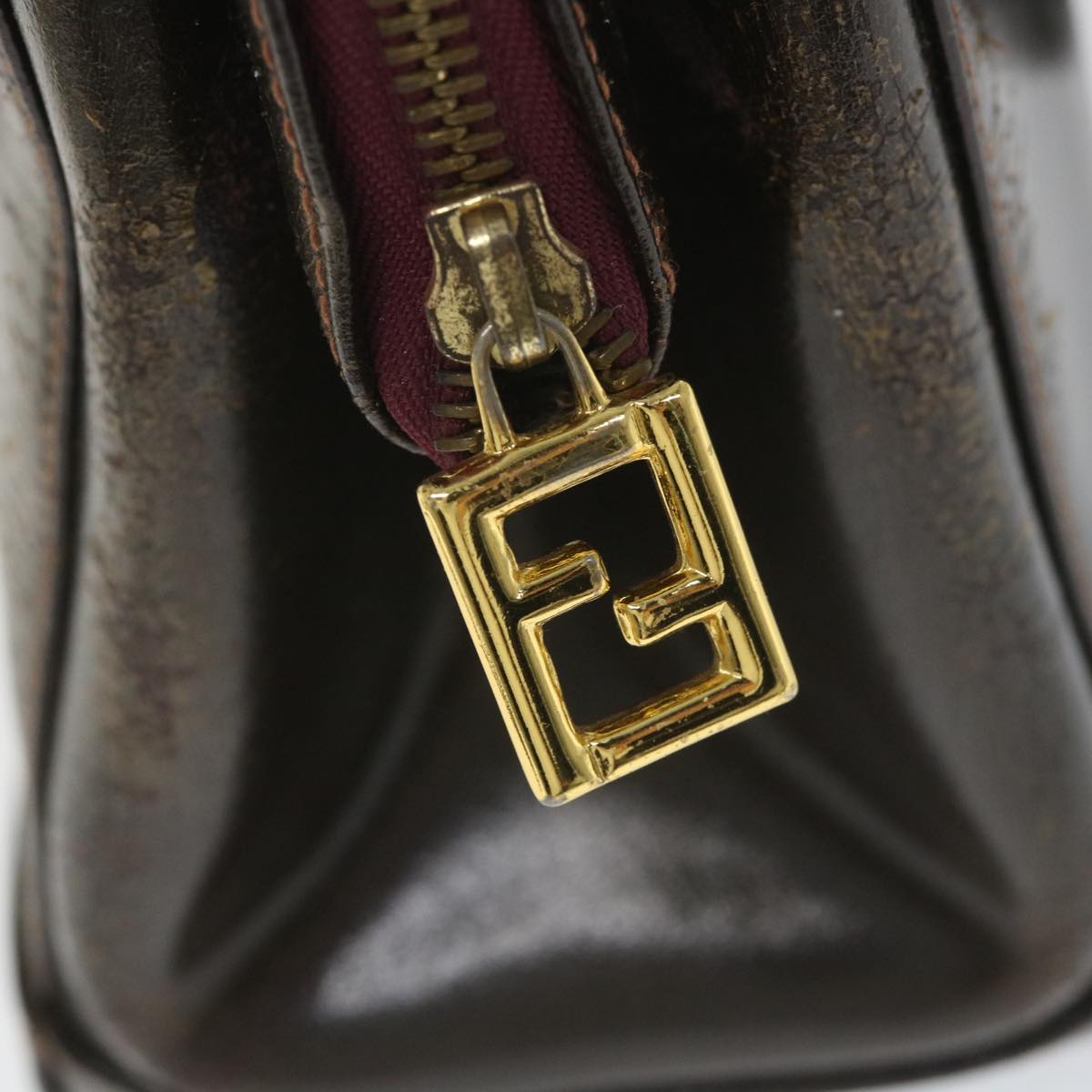 FENDI Hand Bag Leather 2way Brown bs9432
