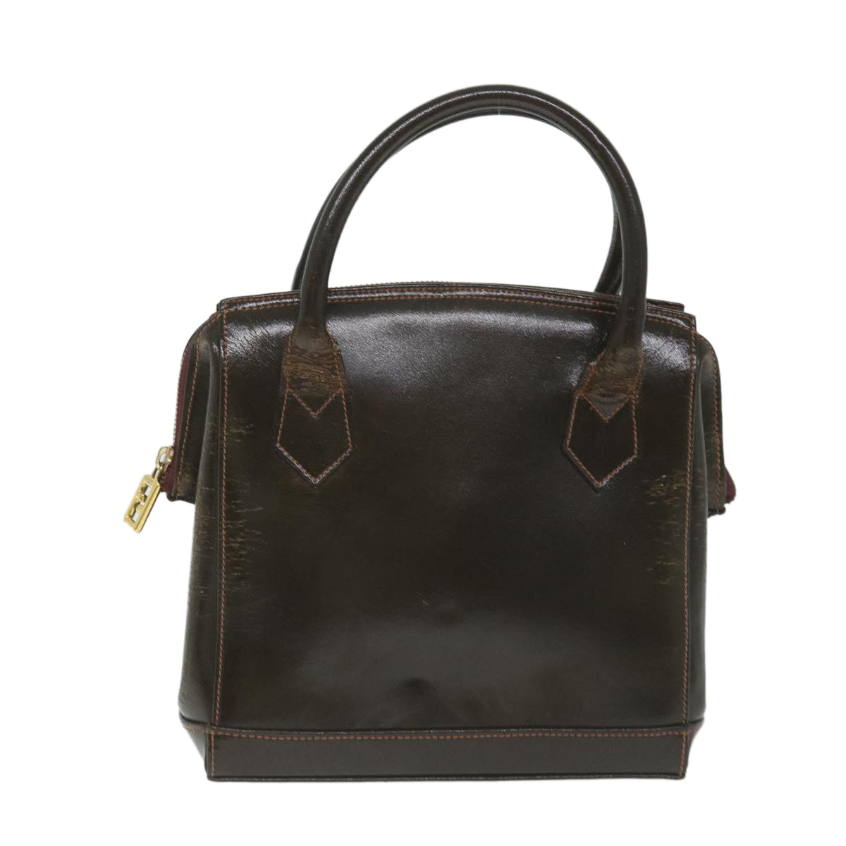 FENDI Hand Bag Leather 2way Brown bs9432