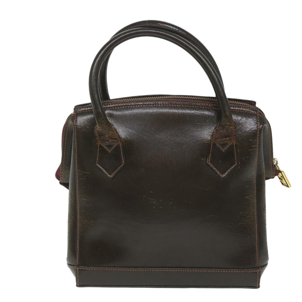 FENDI Hand Bag Leather 2way Brown bs9432