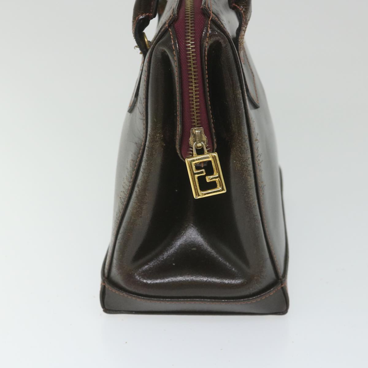 FENDI Hand Bag Leather 2way Brown bs9432