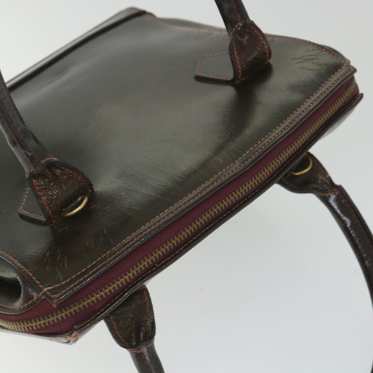 FENDI Hand Bag Leather 2way Brown bs9432