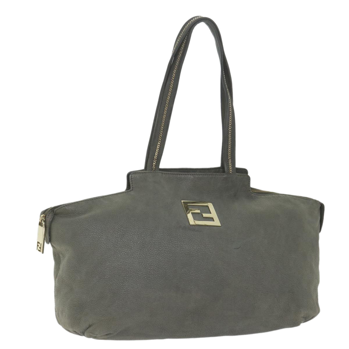 FENDI Tote Bag Leather Gray bs9668