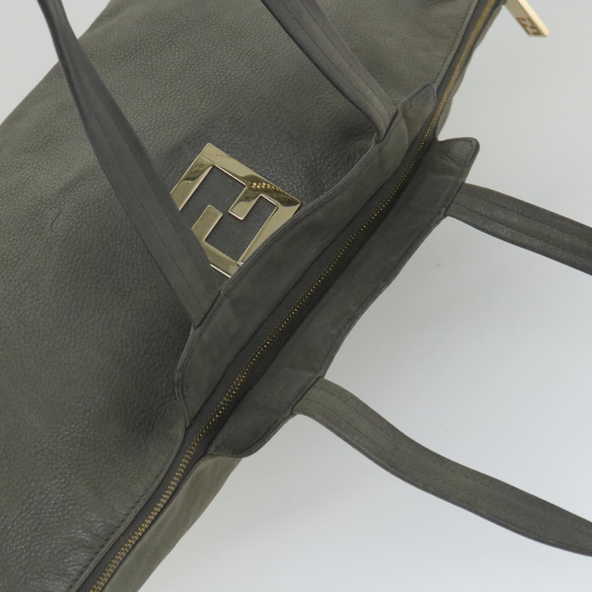 FENDI Tote Bag Leather Gray bs9668