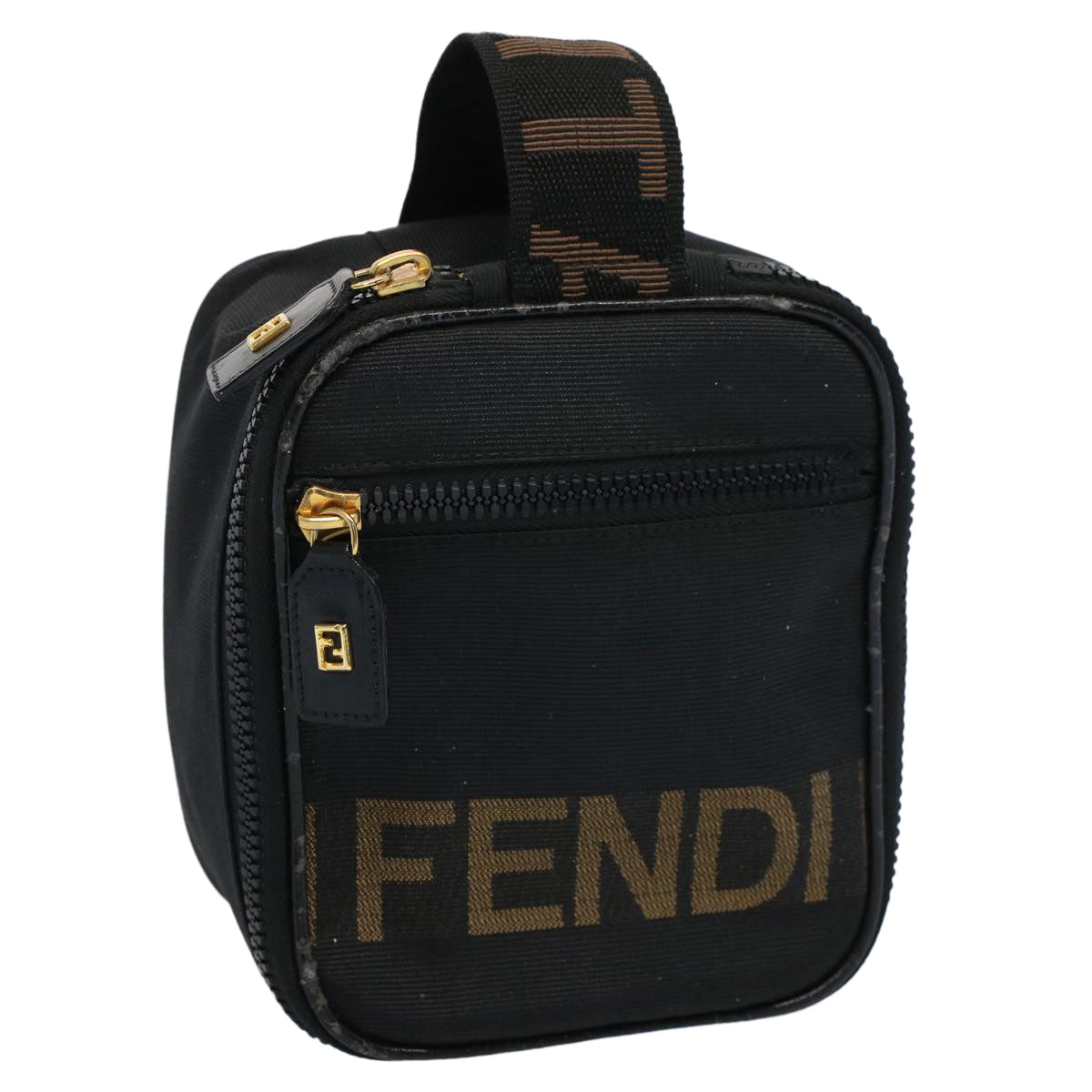 FENDI Hand Pouch Nylon Black Brown bs9727
