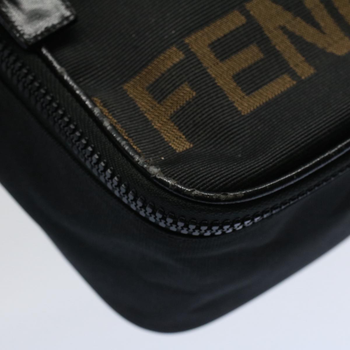 FENDI Hand Pouch Nylon Black Brown bs9727