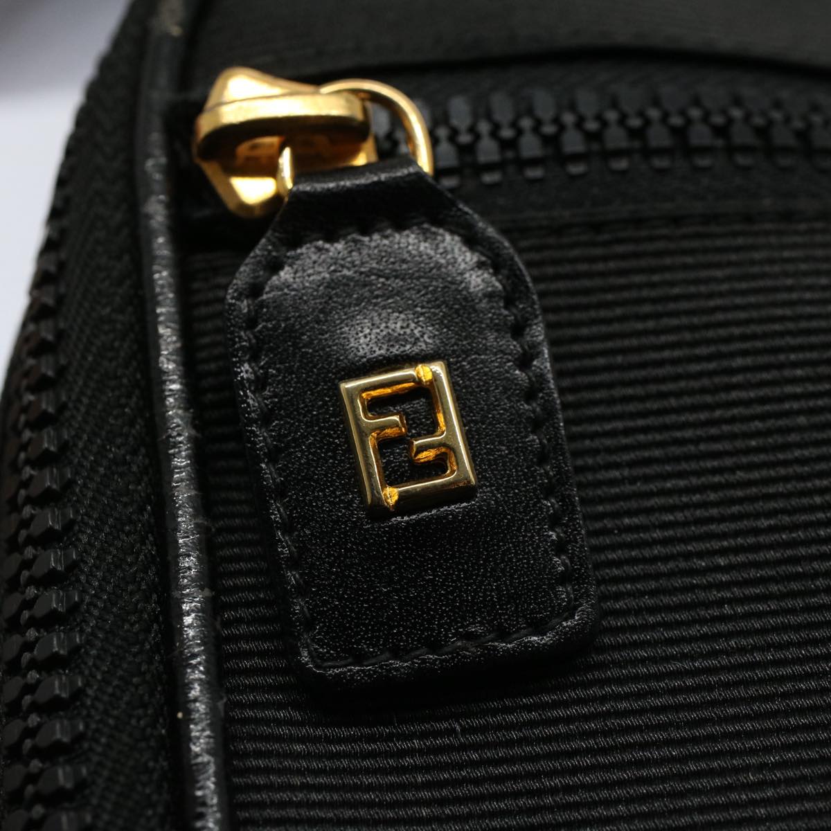 FENDI Hand Pouch Nylon Black Brown bs9727
