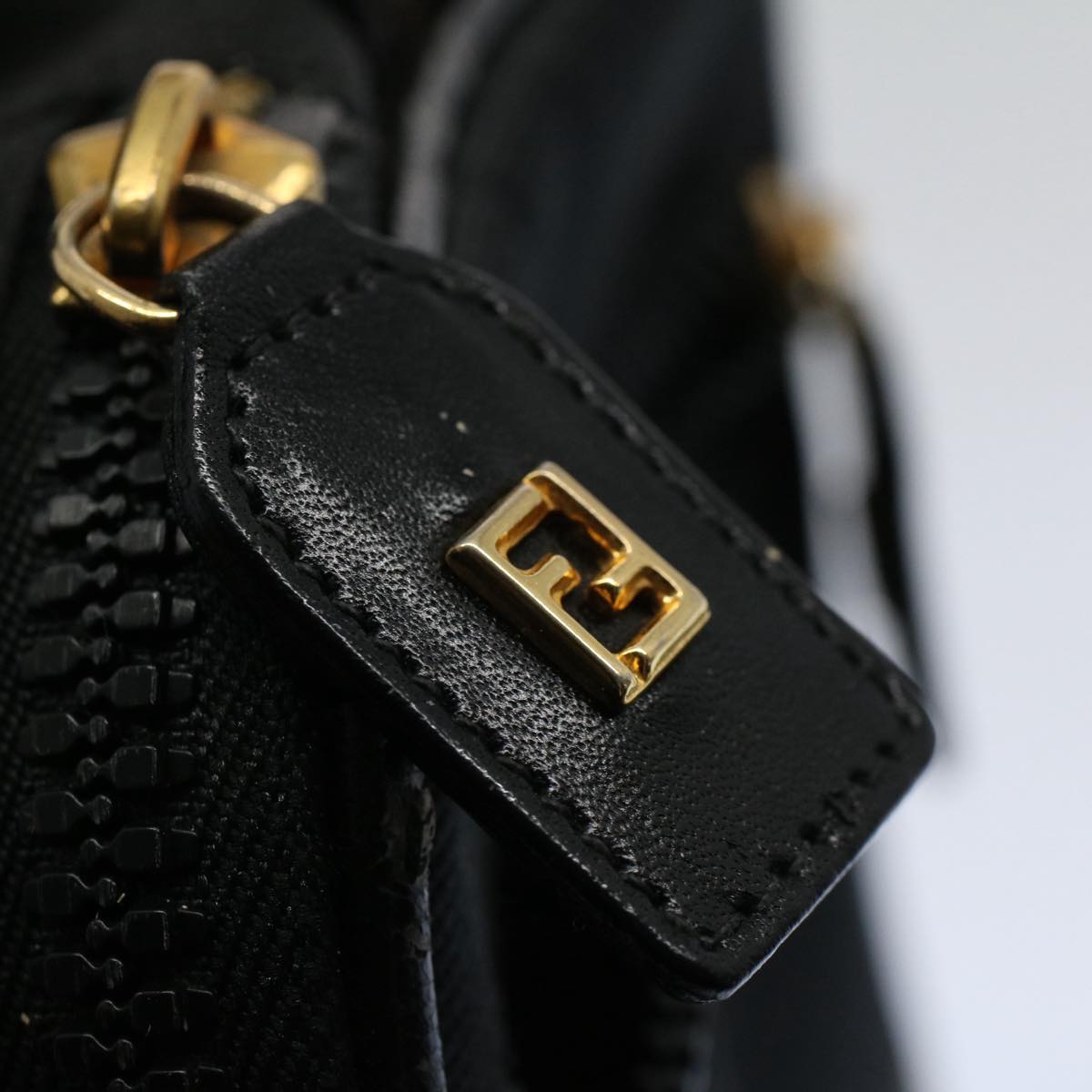 FENDI Hand Pouch Nylon Black Brown bs9727