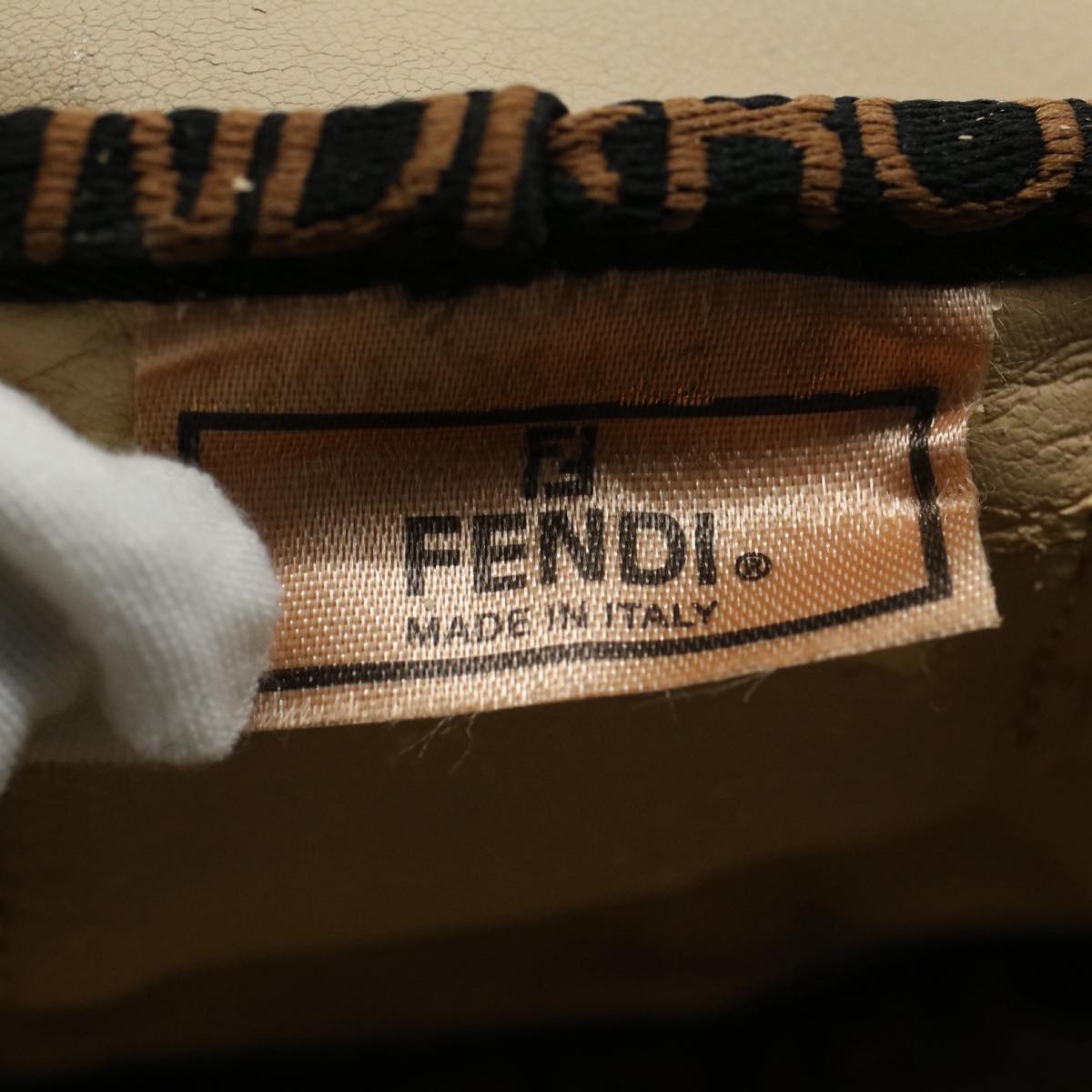 FENDI Hand Pouch Nylon Black Brown bs9727