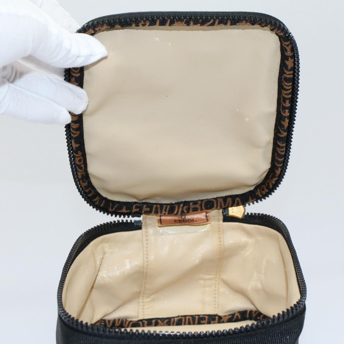 FENDI Hand Pouch Nylon Black Brown bs9727