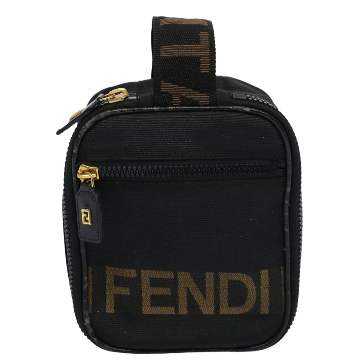 FENDI Hand Pouch Nylon Black Brown bs9727
