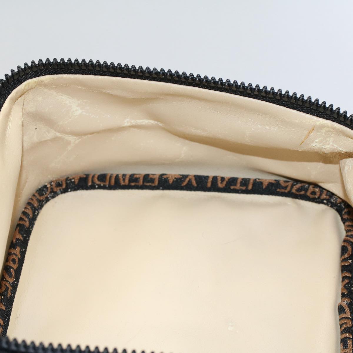 FENDI Hand Pouch Nylon Black Brown bs9727