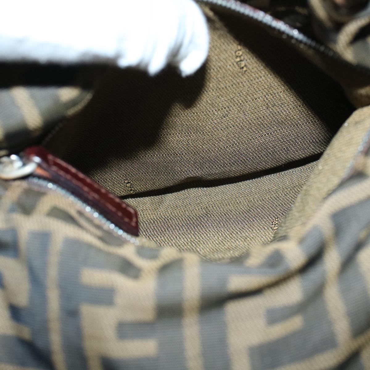 FENDI Zucca Canvas Tote Bag Black Brown bs9796