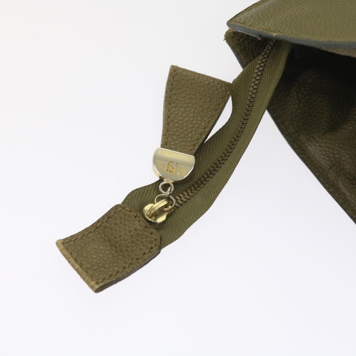 FENDI Shoulder Bag Leather Khaki bs9818