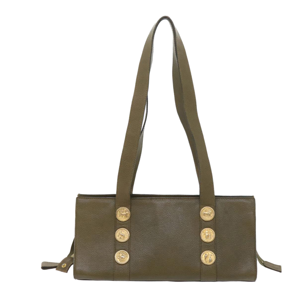 FENDI Shoulder Bag Leather Khaki bs9818