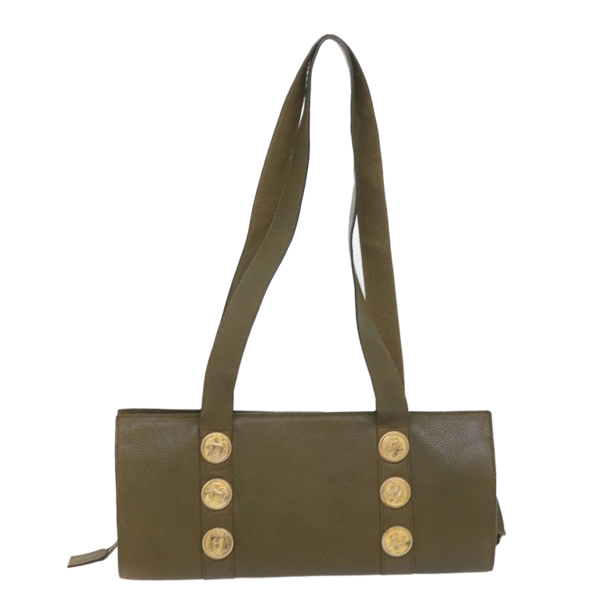 FENDI Shoulder Bag Leather Khaki bs9818