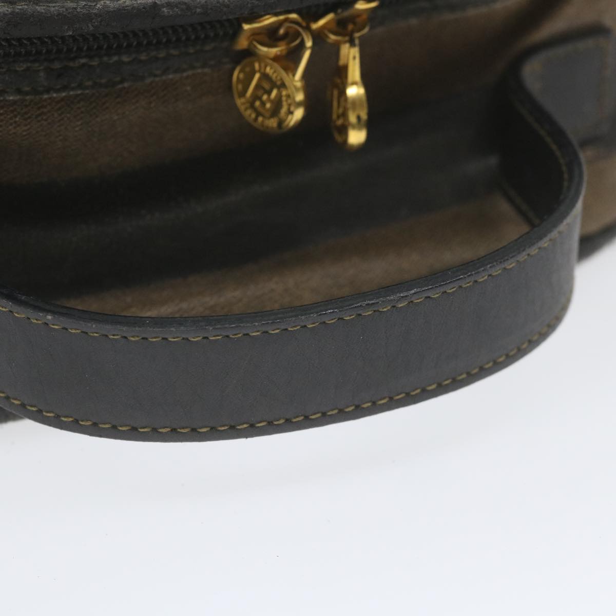 FENDI Pecan Canvas Hand Bag Black Brown 2241 30939 078 bs9842