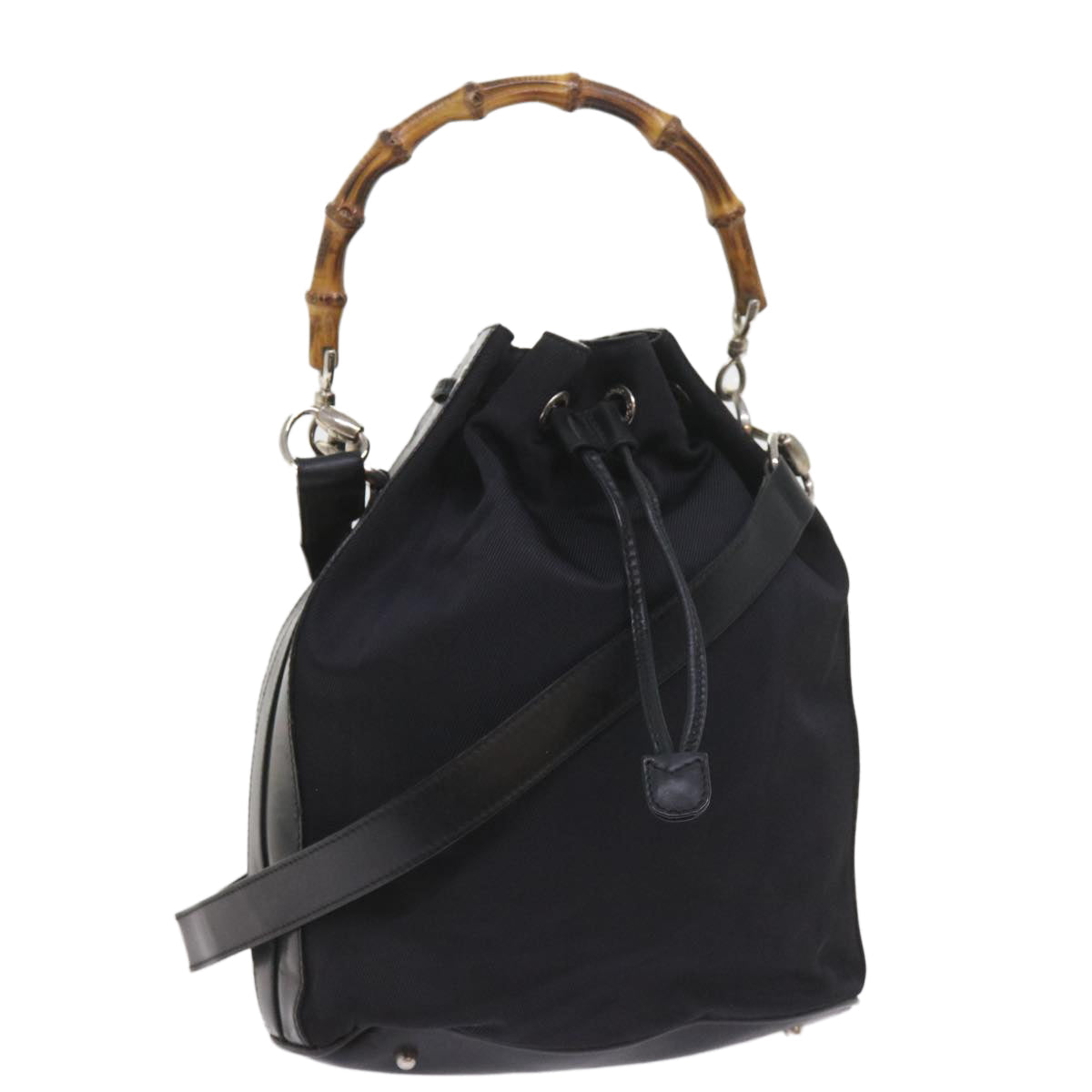 GUCCI Bamboo Shoulder Bag Nylon 2way Black bs9976