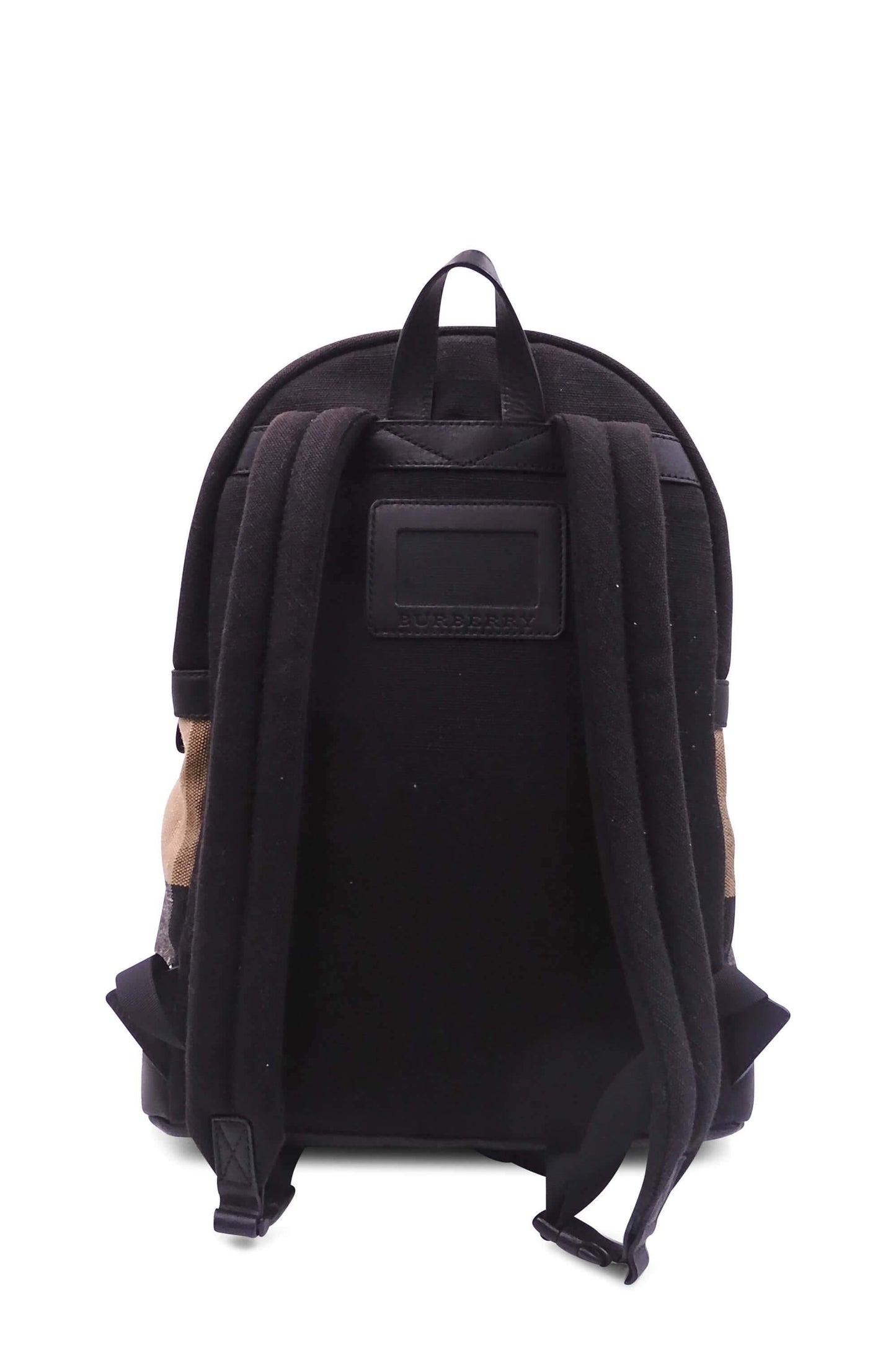 Check Print Canvas Backpack Black Brown