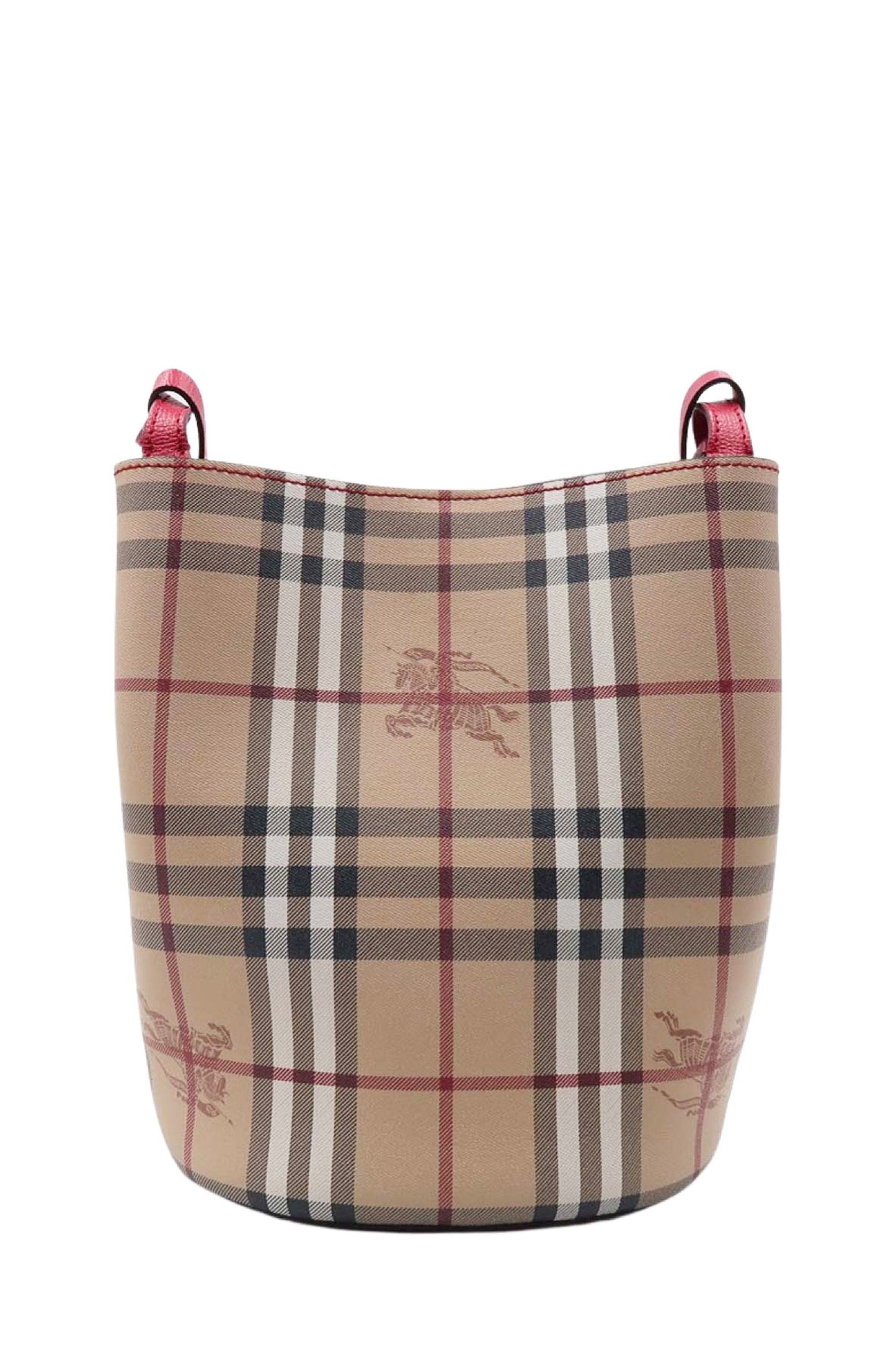 Small Haymarket Check Lorne Bucket Bag Beige Poppy Red