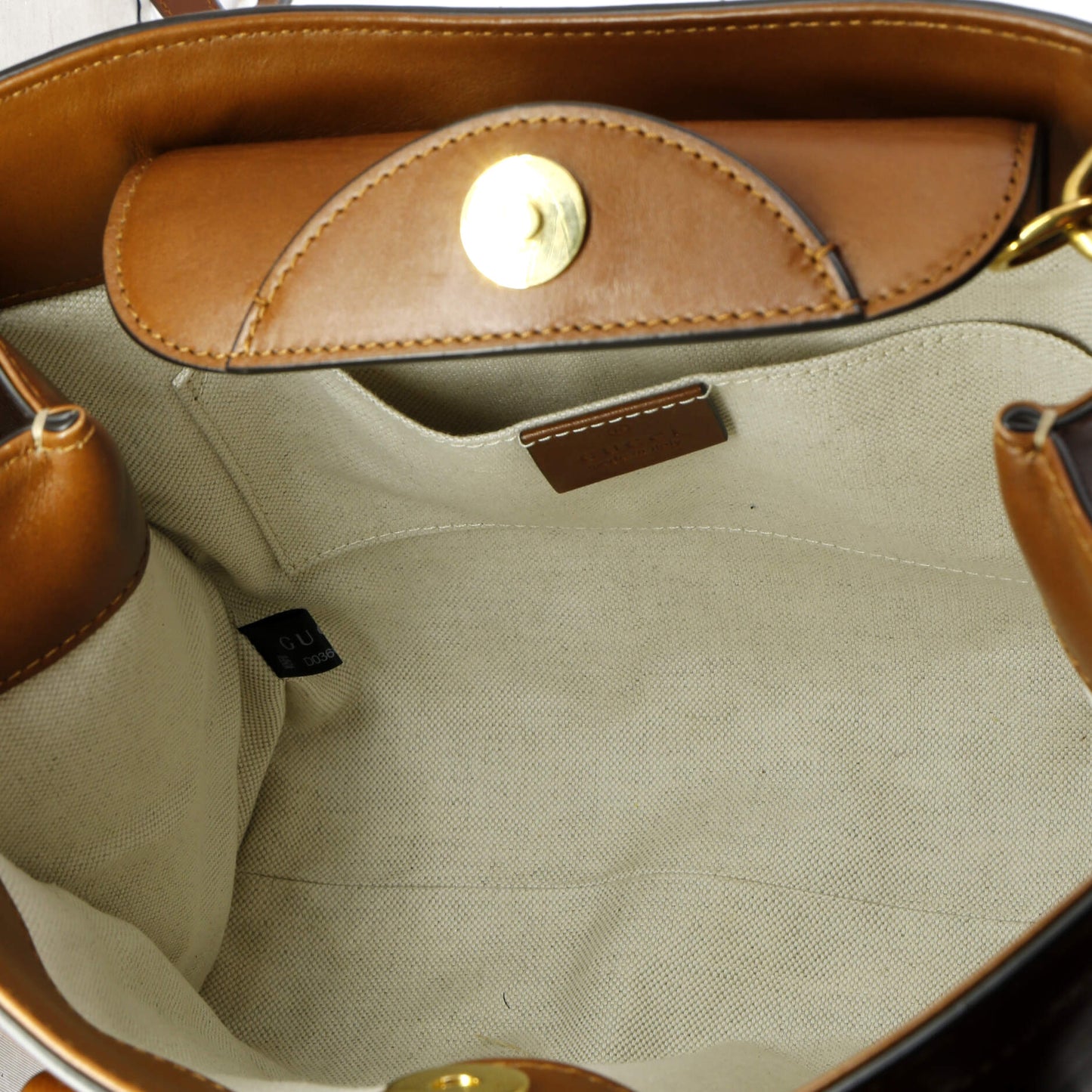 Diana NM Logo Bamboo Handle Tote Embossed Leather Small