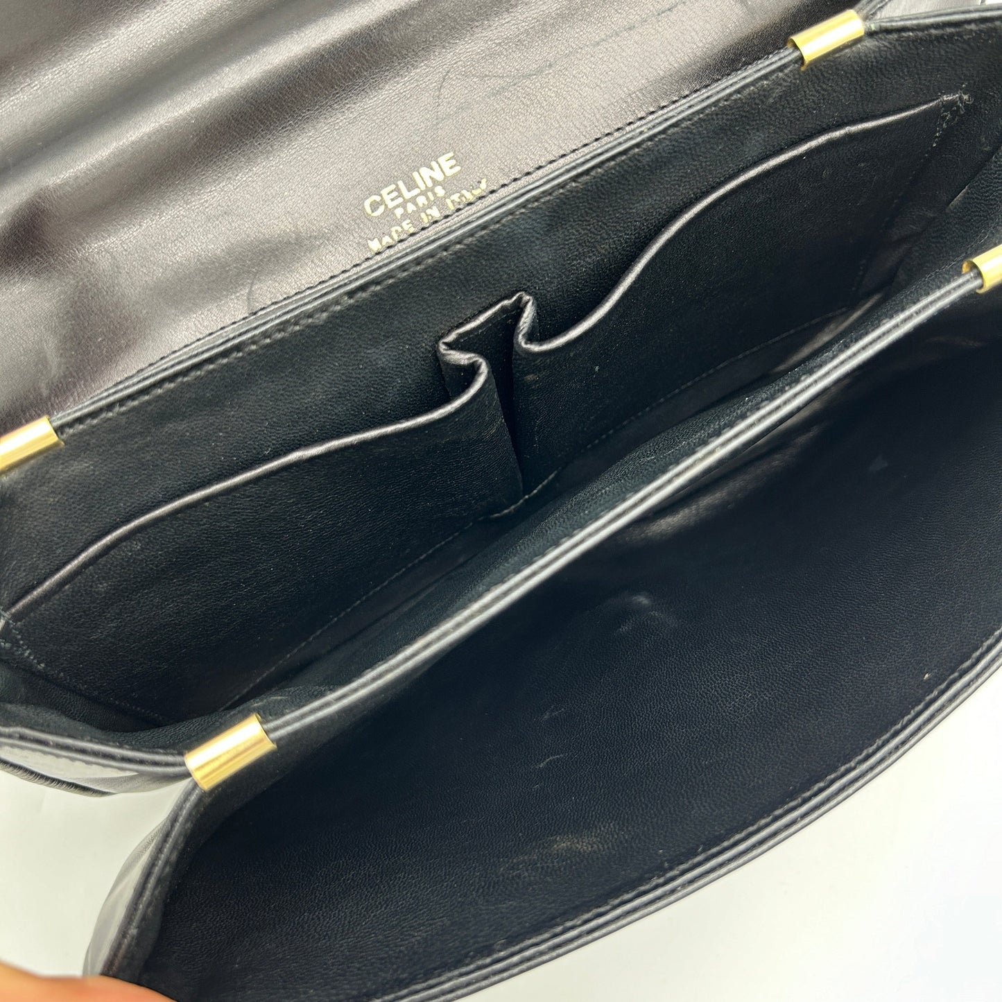 Celine Black Leather Buckle Handbag Small