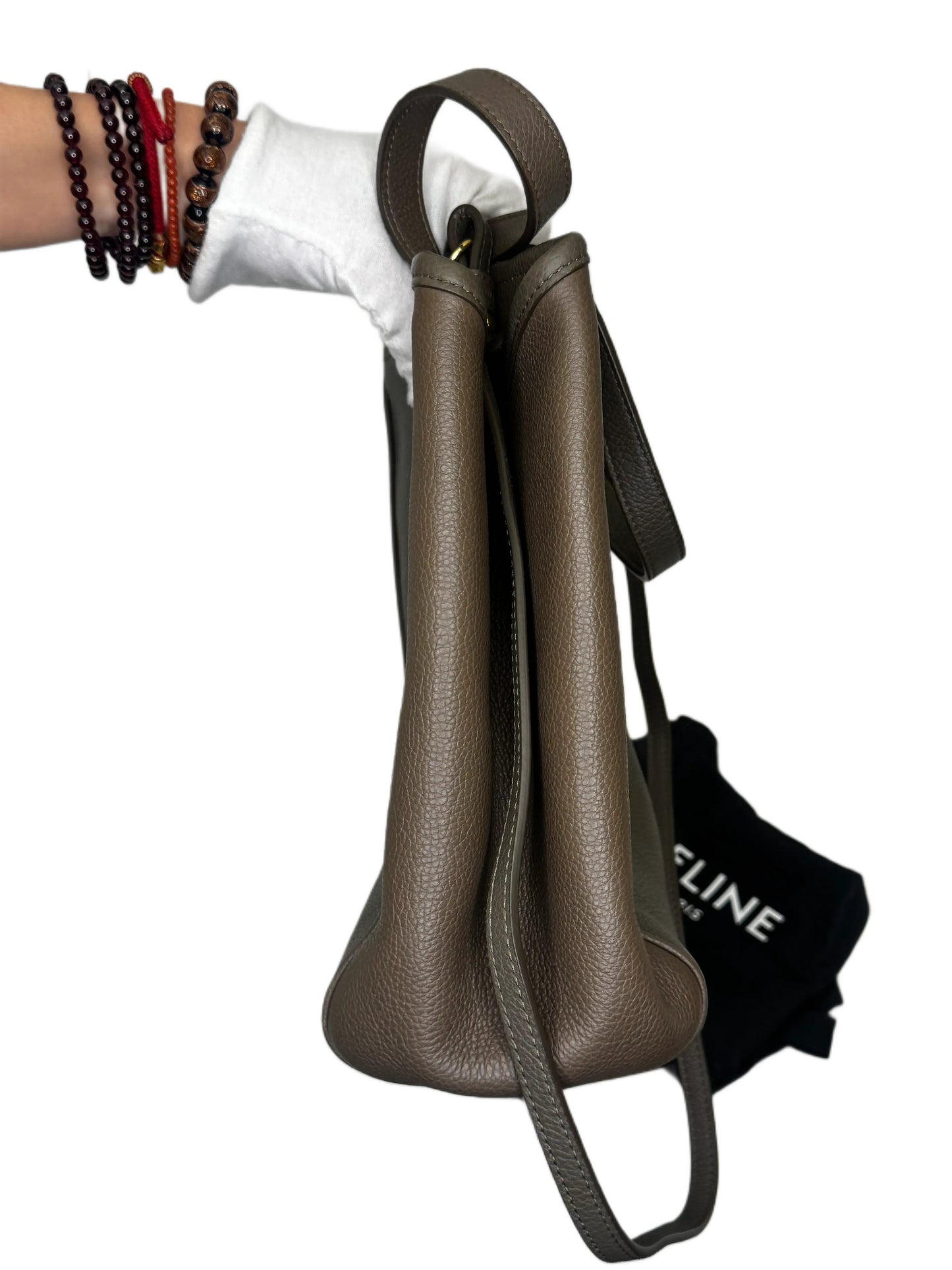 Celine Fold Cabas Tote Bag Greige Leather Medium B20-03
