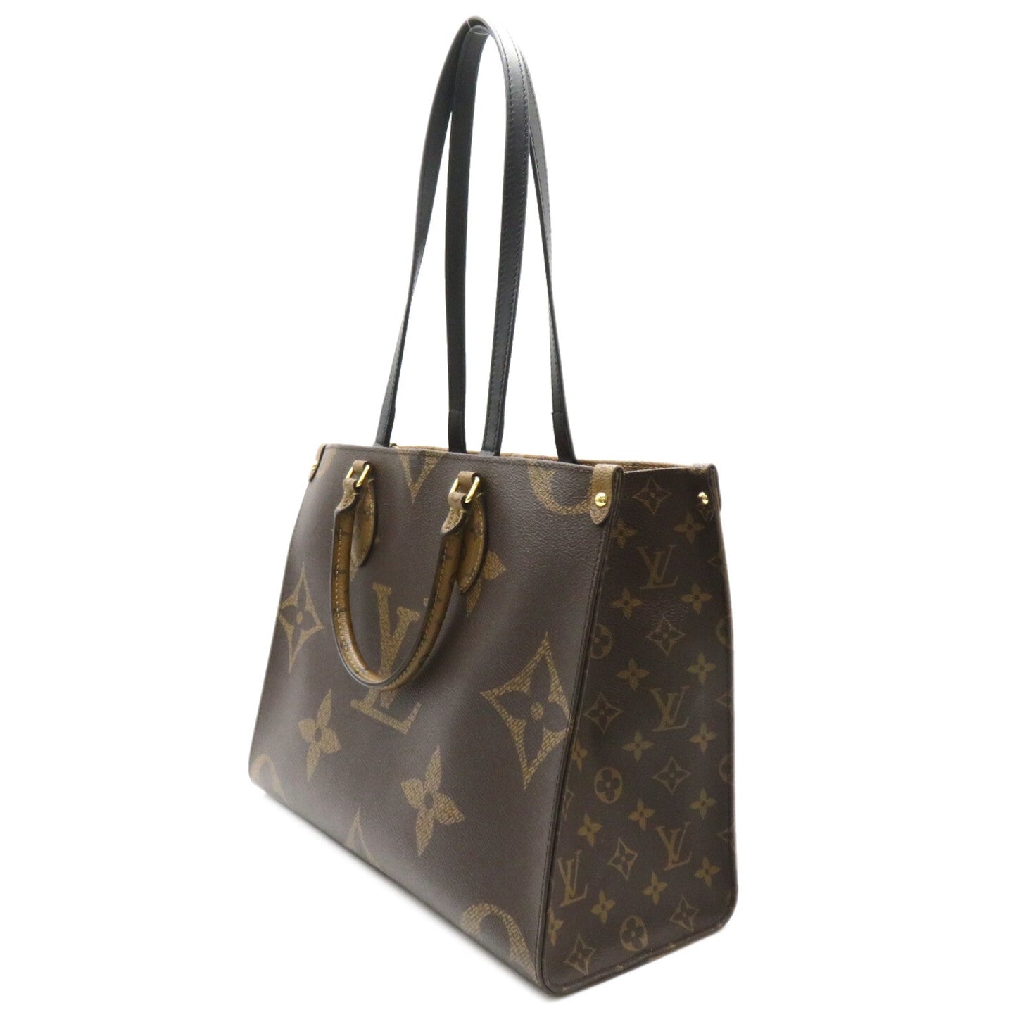 Louis Vuitton On The Go MM Tote Bag Tortoise Bag PVC ted Canvas Monogram Giant Reversee  Brown  M45321