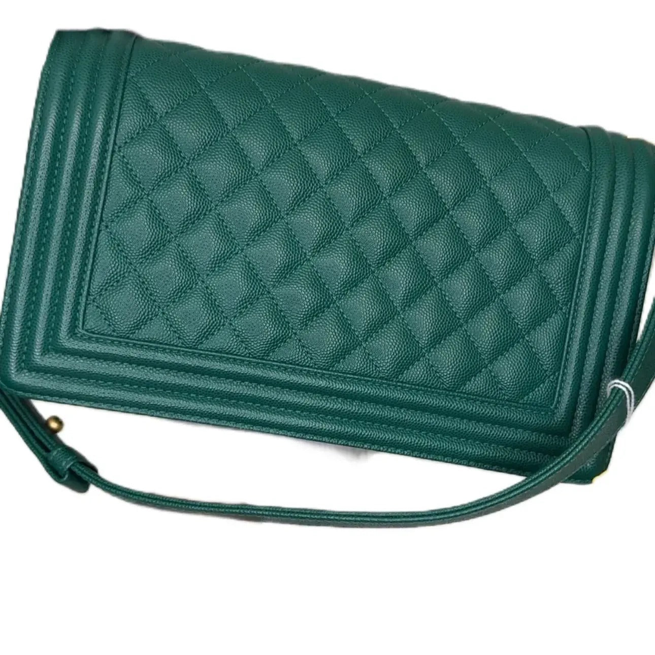 CHANEL Caviar Quilted Medium Boy Flap Dark Green B22-54