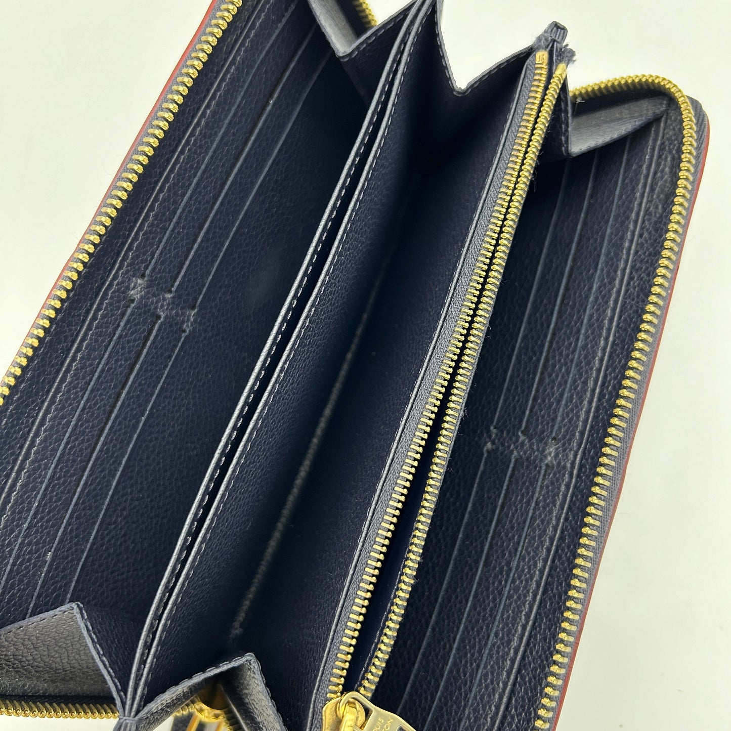 Louis Vuitton Monogram Empreinte Zippy Wallet Navy Leather