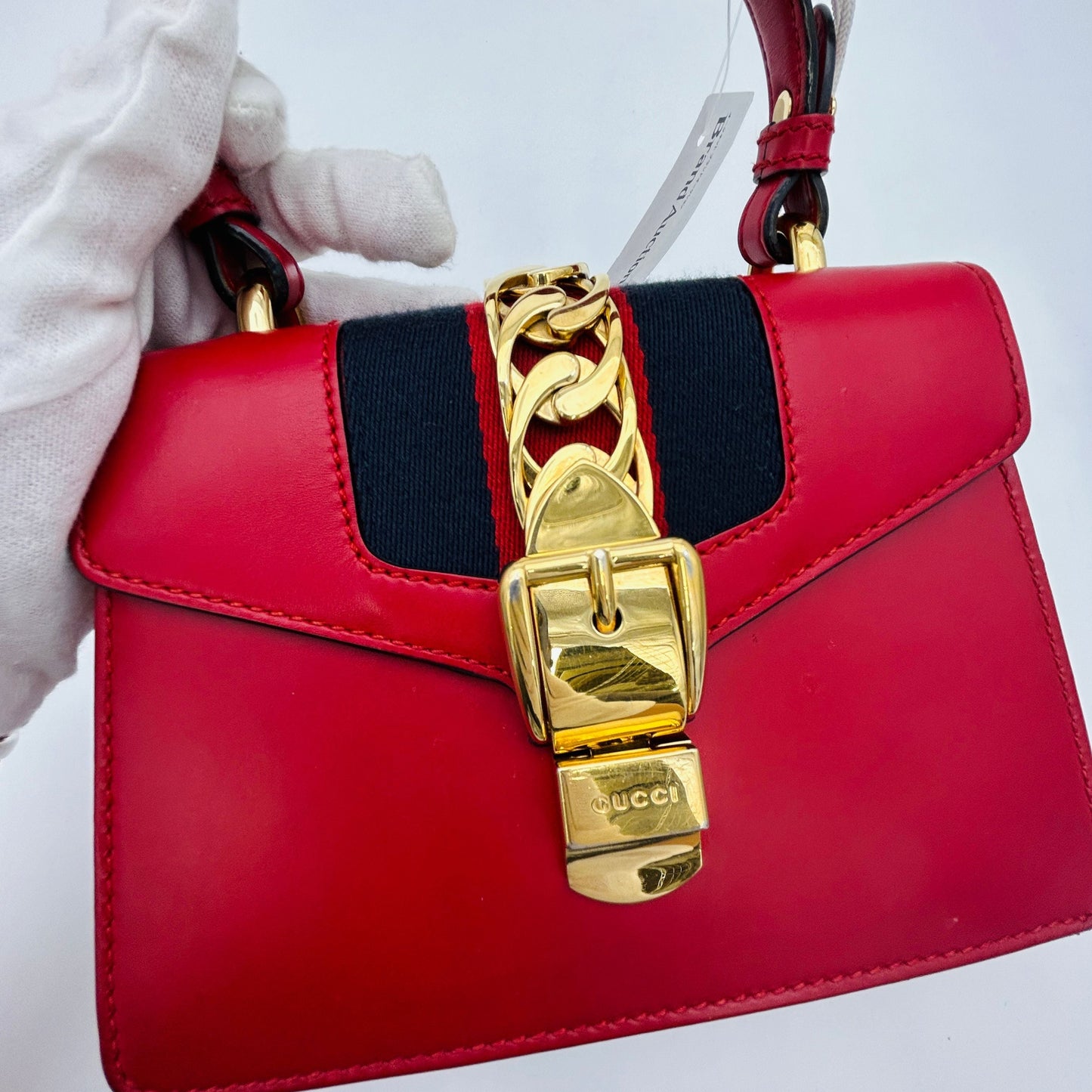 GUCCI Calfskin Mini Sylvie Top Handle Bag  LA24917
