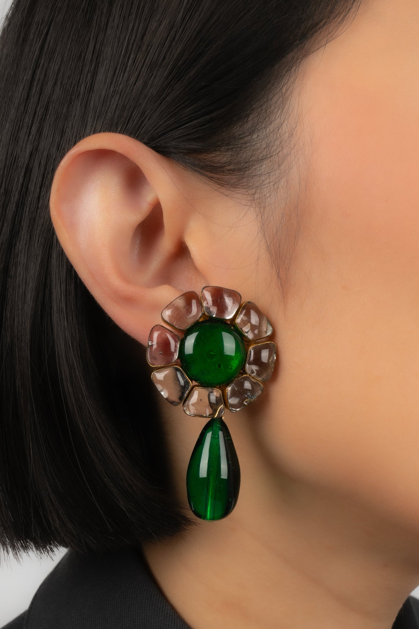 Boucles d'oreilles en pÃ¢te de verre Chanel