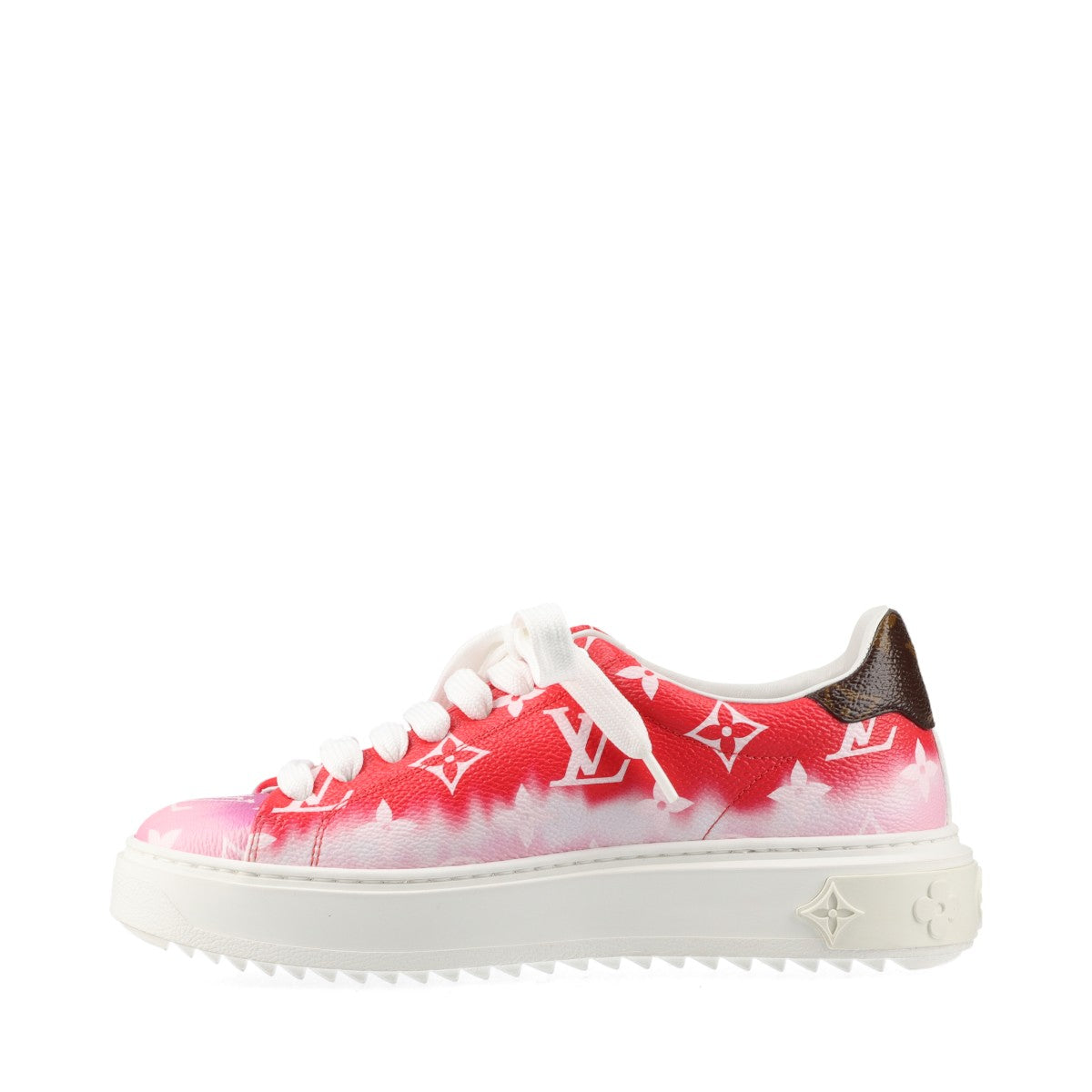 Louis Vuitton Time Outline 19 Years PVC  Leather Trainers 35  Red Ã— White CL1119 Monogram