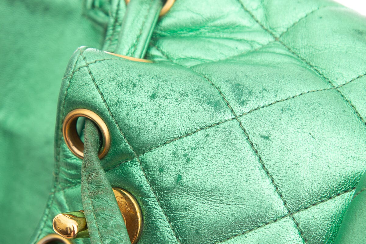 Chanel Vintage Metallic Green Mini Duma Backpack