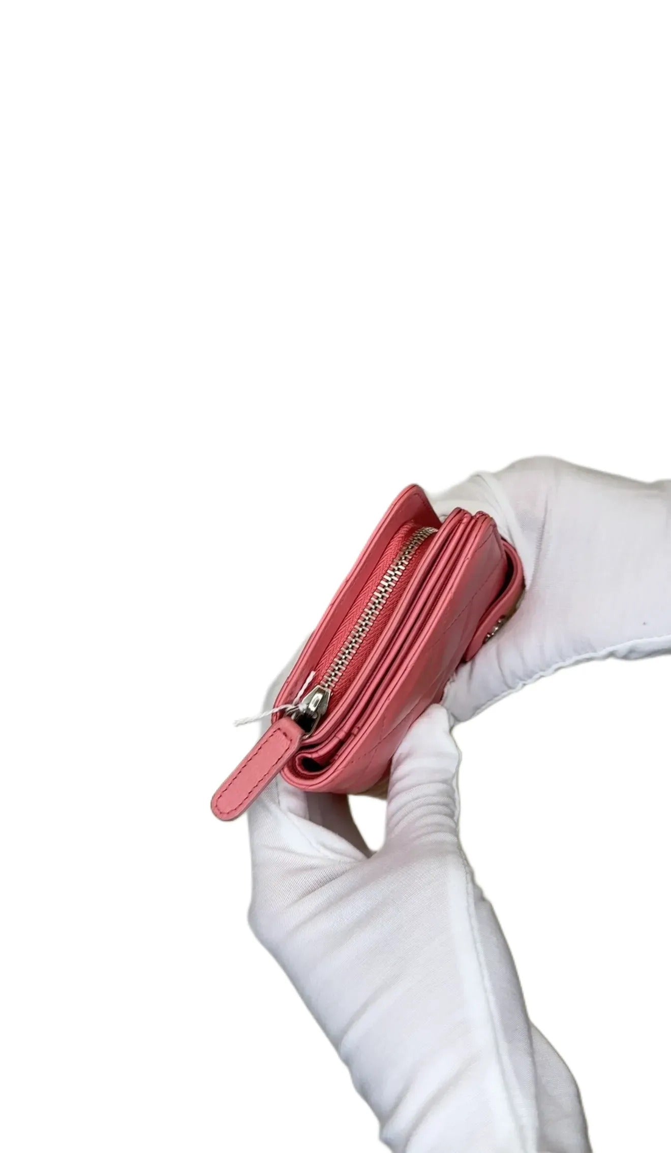 Chanel Pink Lambskin Quilted Zipped Pocket Wallet