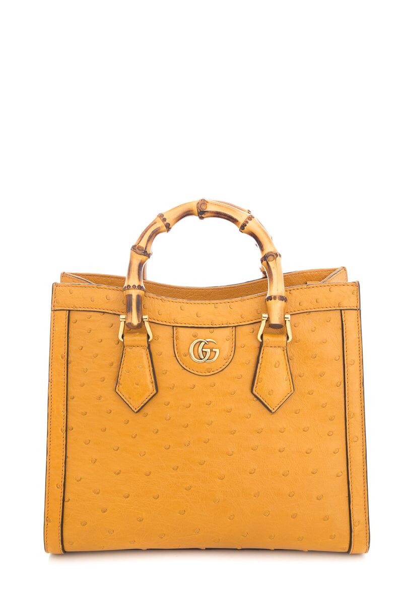 Gucci Brown Ostrich Diana Handbag