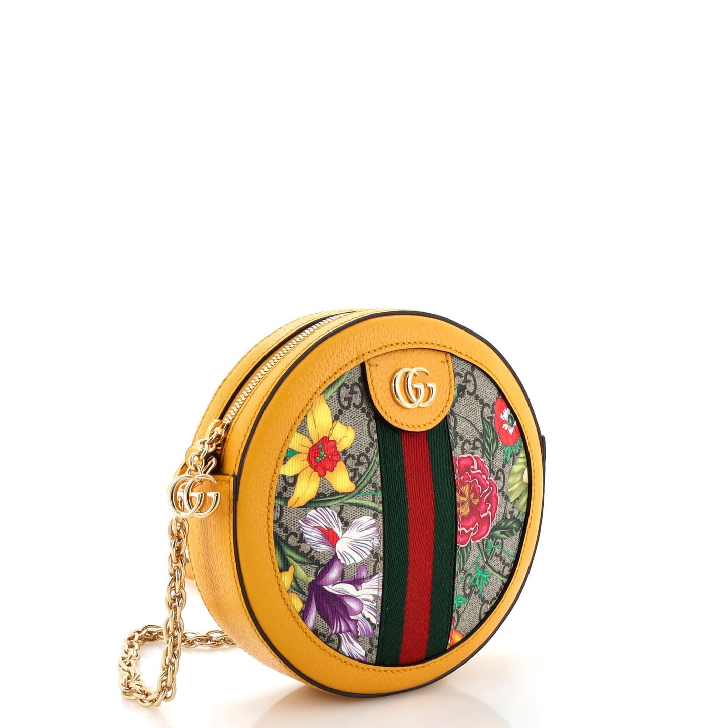 Ophidia Round Shoulder Bag Flora GG Coated Canvas Mini