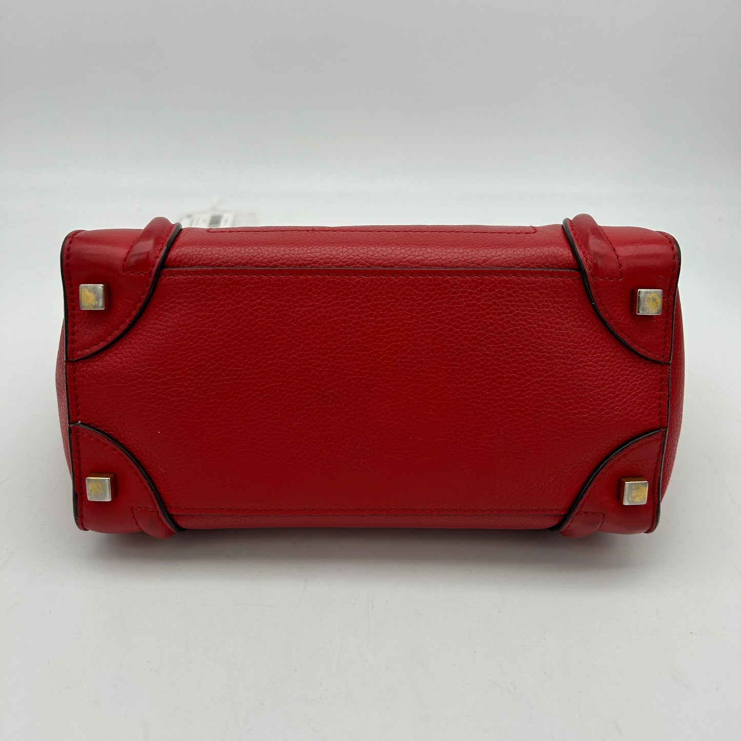 Celine Red Drummed Calfskin Luggage Mini Handbag