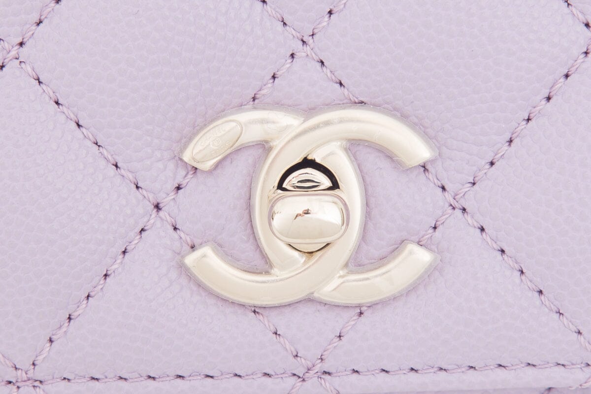 Chanel 2023/24  Purple Caviar Quilted Coco Handle Mini Flap