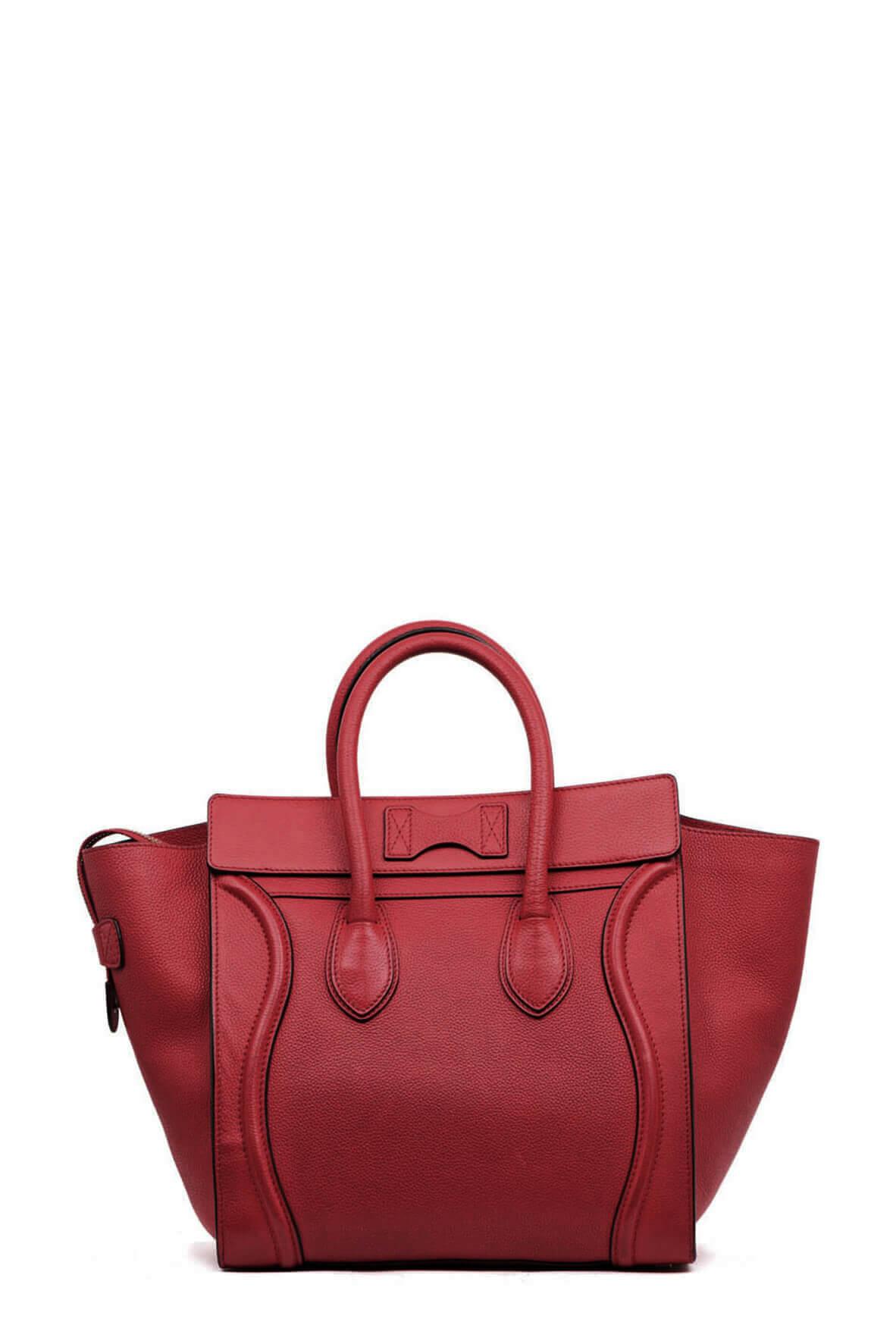 Mini Luggage Deep Red with Gold Hardware