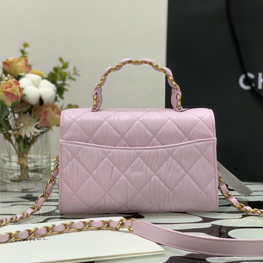 Chanel Mini Flap Bag Pink with too handle
