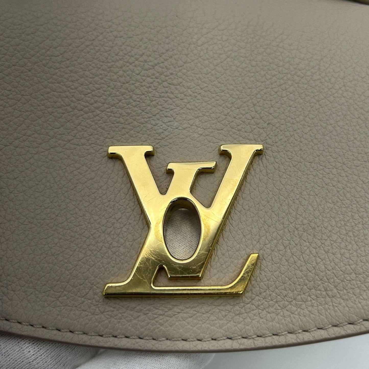 LOUIS VUITTON Soft Calfskin Mini Lockme Ever Grey Beige 2101218282160