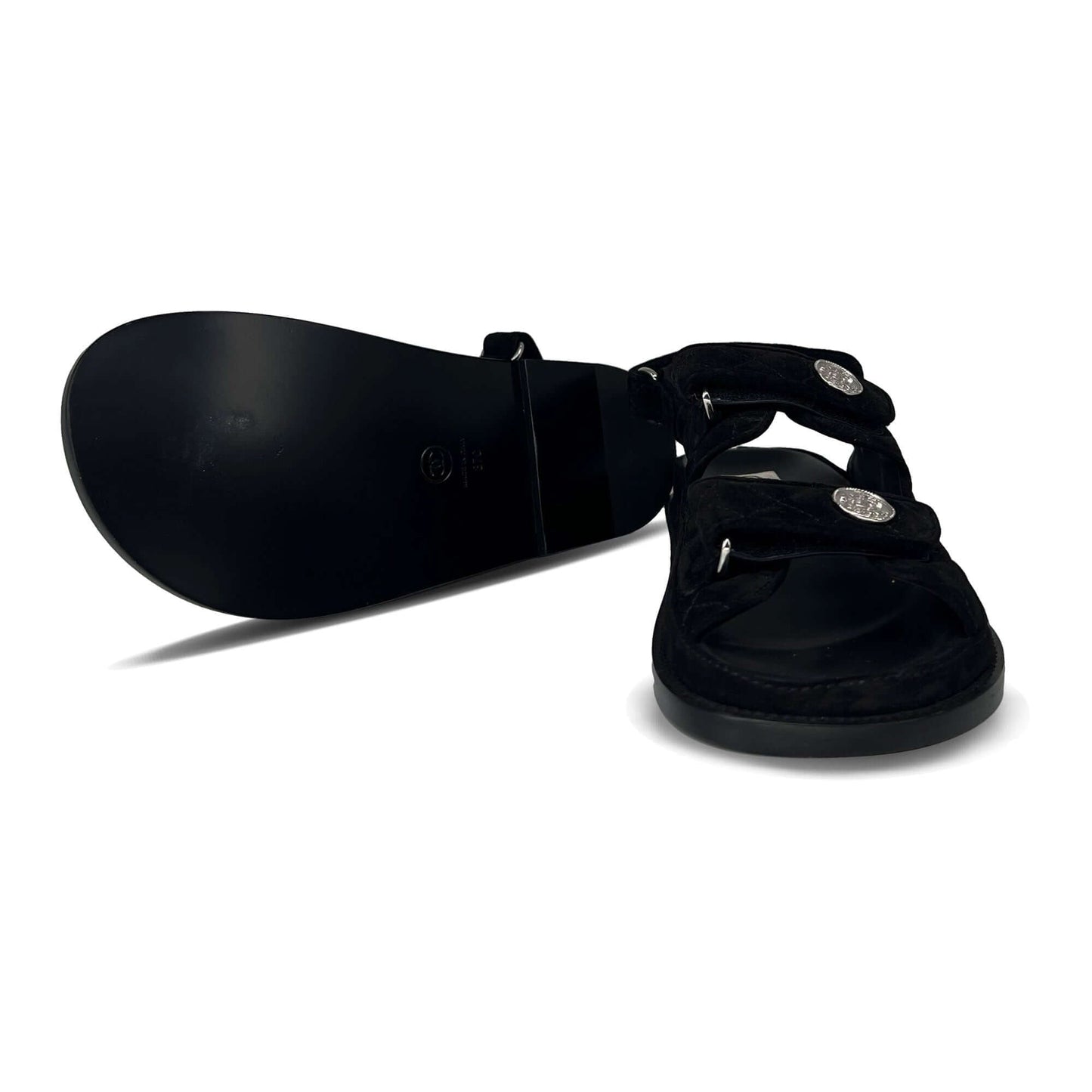 Chanel dad suede sandals black