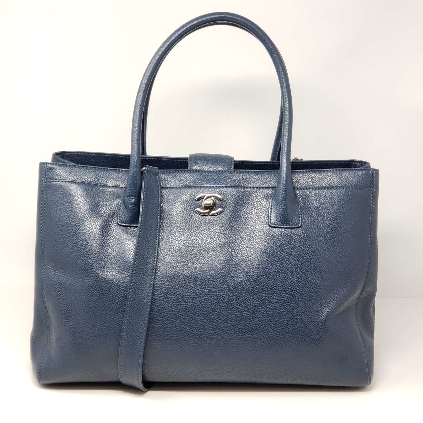 Chanel CC Executive Calfskin Navy Blue Shoulder Bag