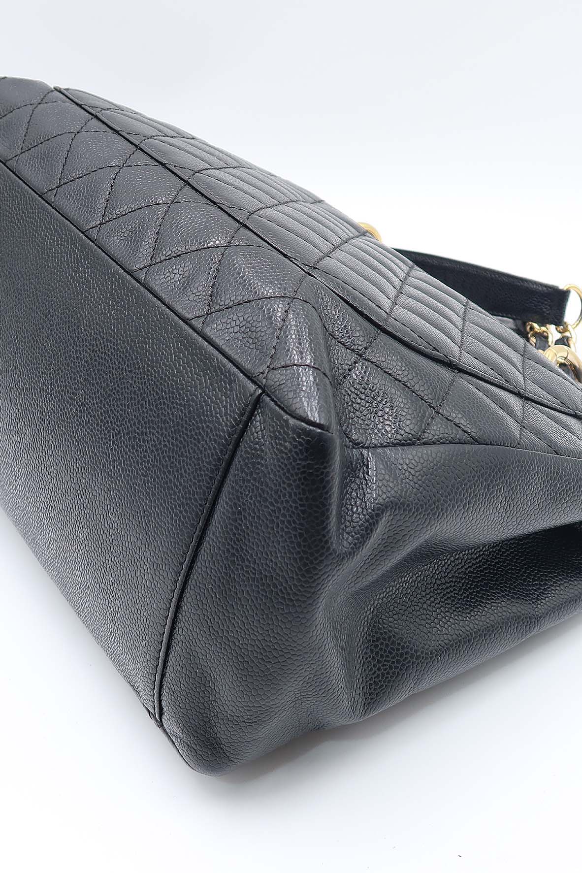 Grand Shopping Tote with Gold Hardware Black