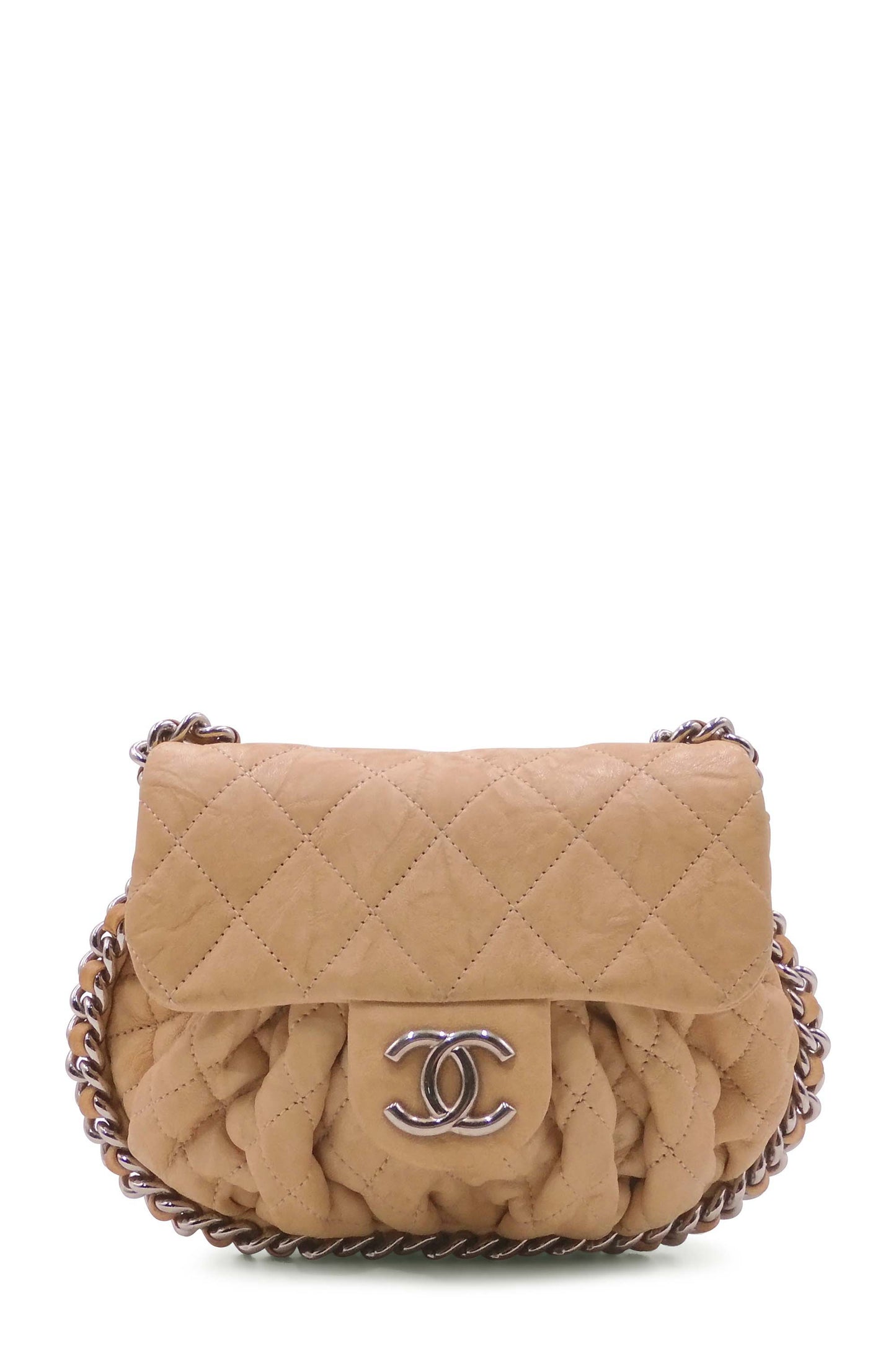 Mini Chain Around Flap Bag Beige