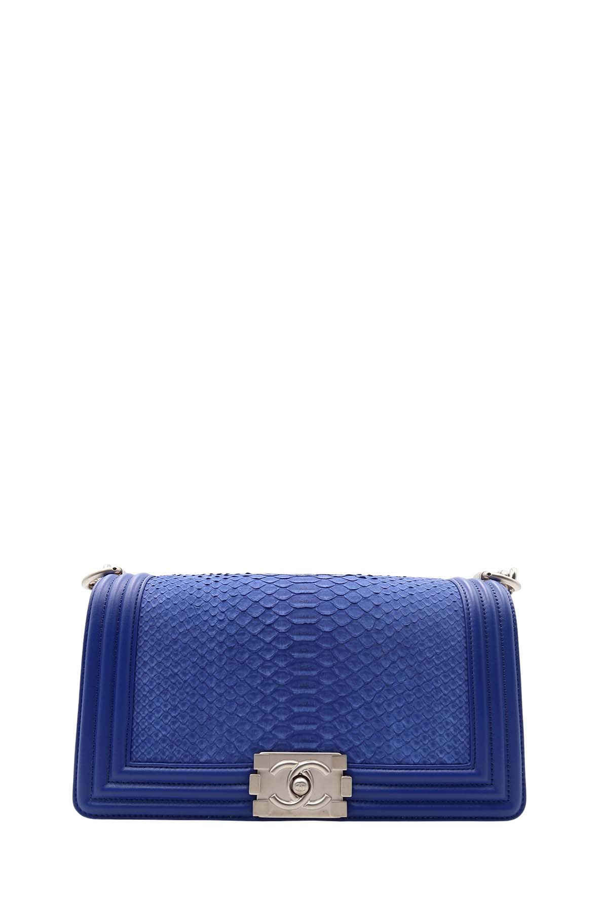 Python Old Medium Boy Flap Bag Marine Blue