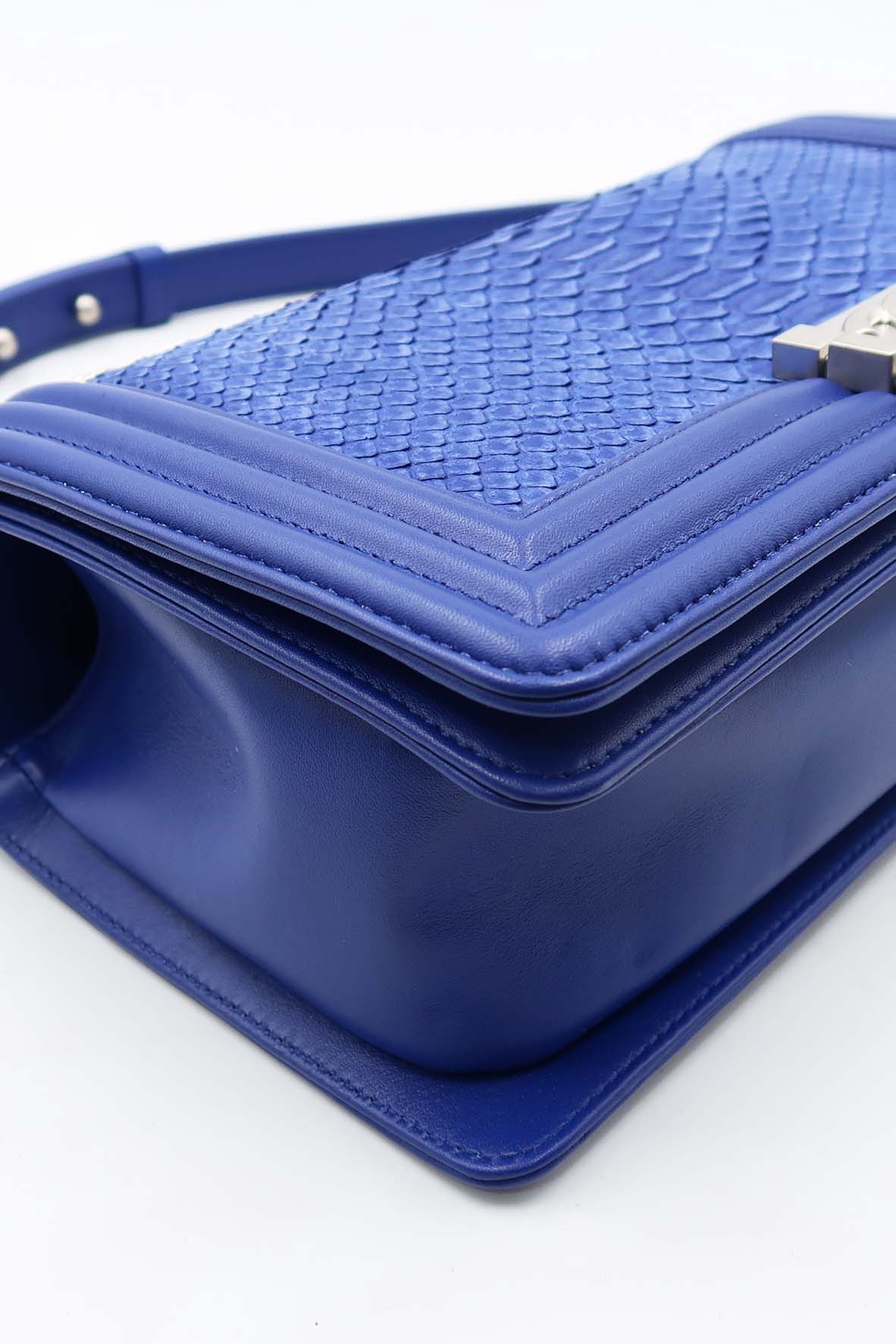Python Old Medium Boy Flap Bag Marine Blue