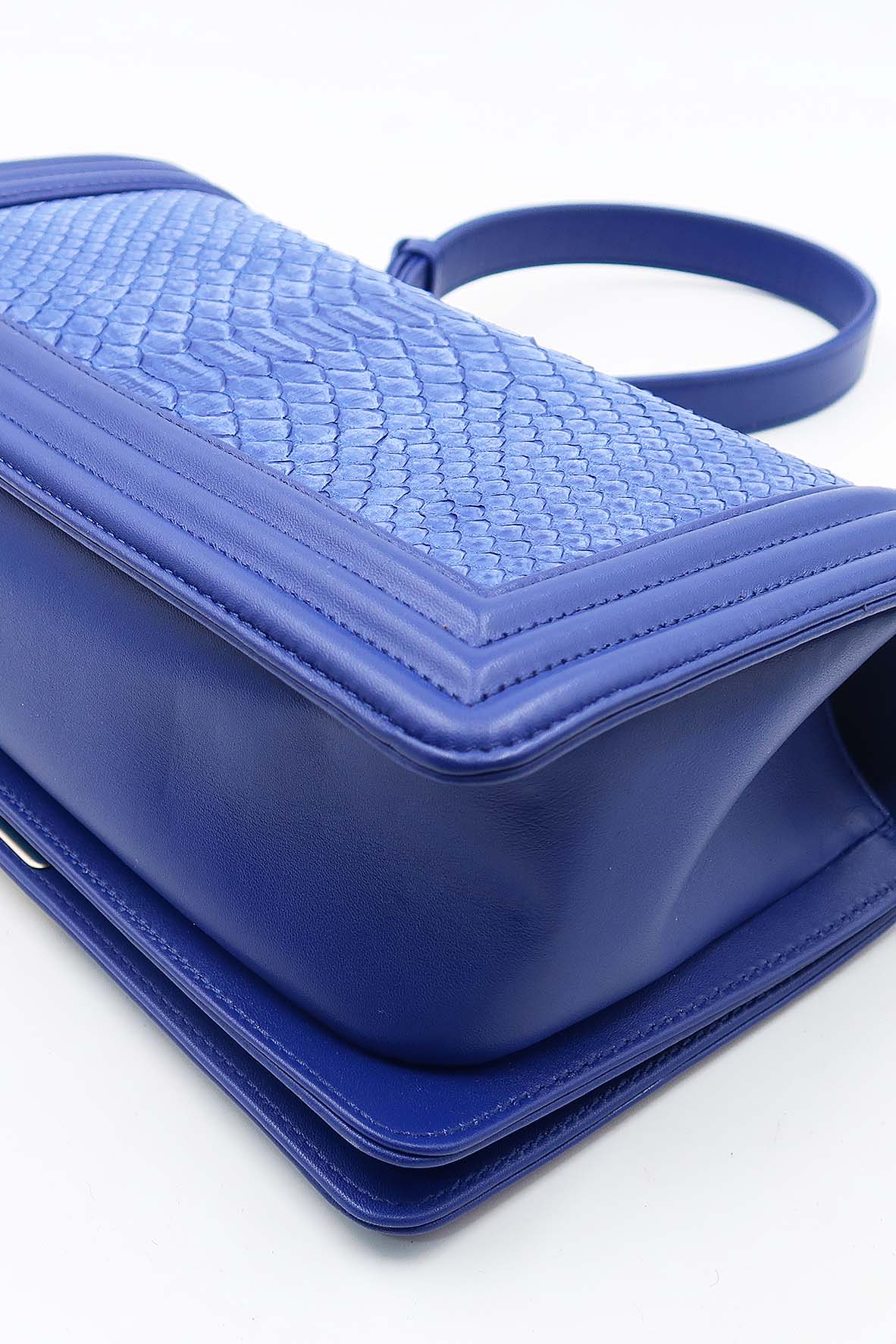 Python Old Medium Boy Flap Bag Marine Blue